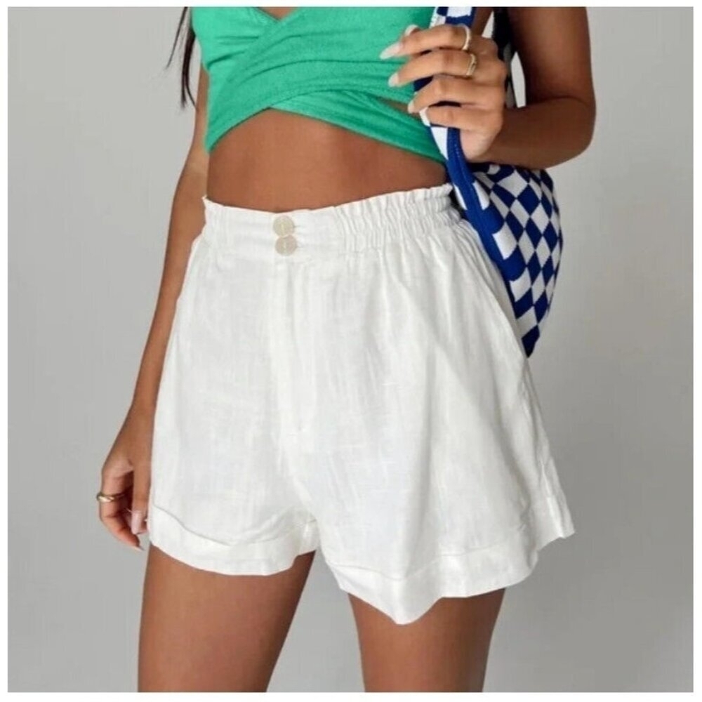 Princess Polly Short linen White Size 6